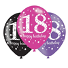 Ballonnen sparkling pink '18' (Ø28cm, 6st)
